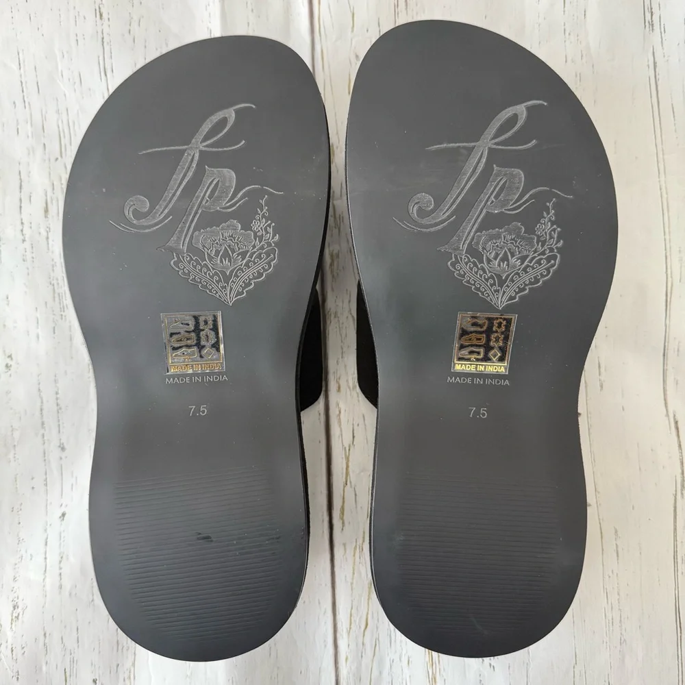 Free People Asbury Flatform Sandals Black Size 7.5 Suede Platform Slides New - Picture 8 of 8